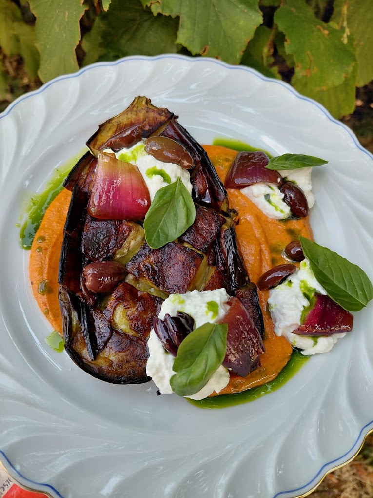 Melanzana arrosto con stracciatella